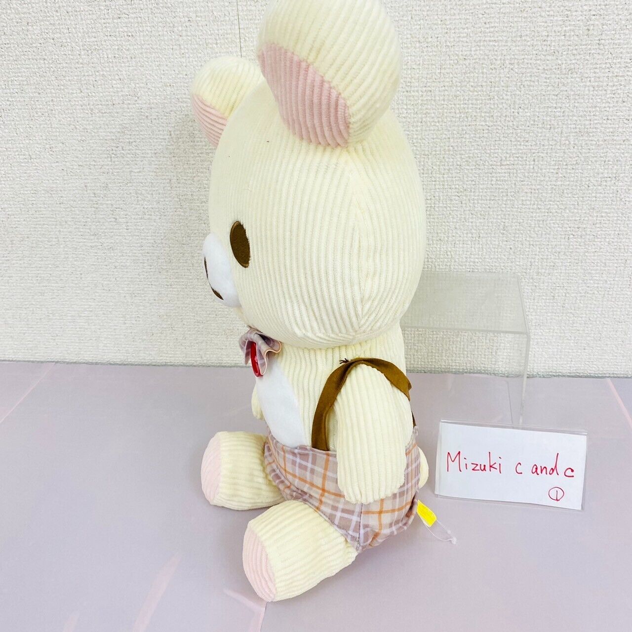 Rilakkuma Korilakkuma Fashion Corduroy Check Plush Soft Stuffed Toy Bear XL Rare