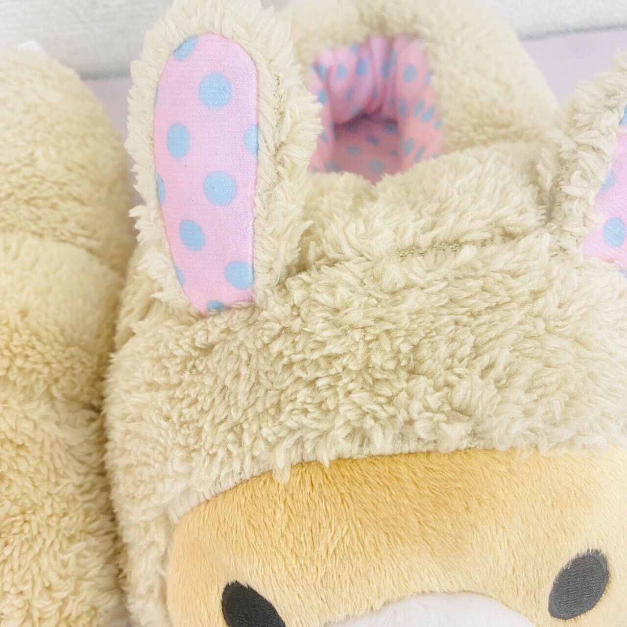 San-x Rilakkuma Room Shoes Slippers Rabbit Costume Ribbon Fluffy Boa Beige Bear