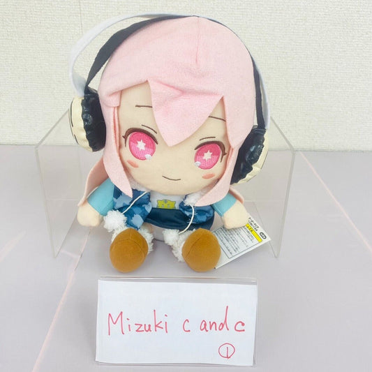 Super Sonico Plush Soft Stuffed Toy Doll Dance Smile Girl Movable Headphone Rare