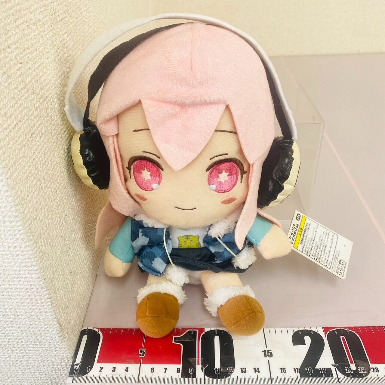 Super Sonico Plush Soft Stuffed Toy Doll Dance Smile Girl Movable Headphone Rare