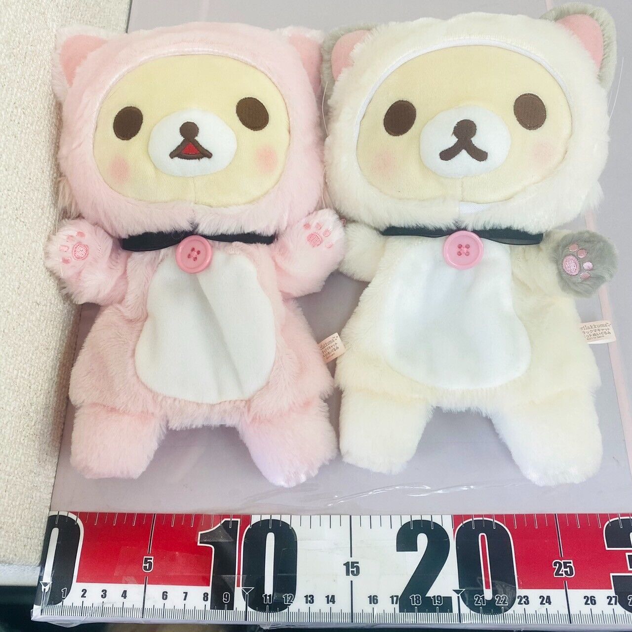 San-X Korilakkuma Puppet Plush Soft Stuffed Toy Set 2 Cat Costume White Pink