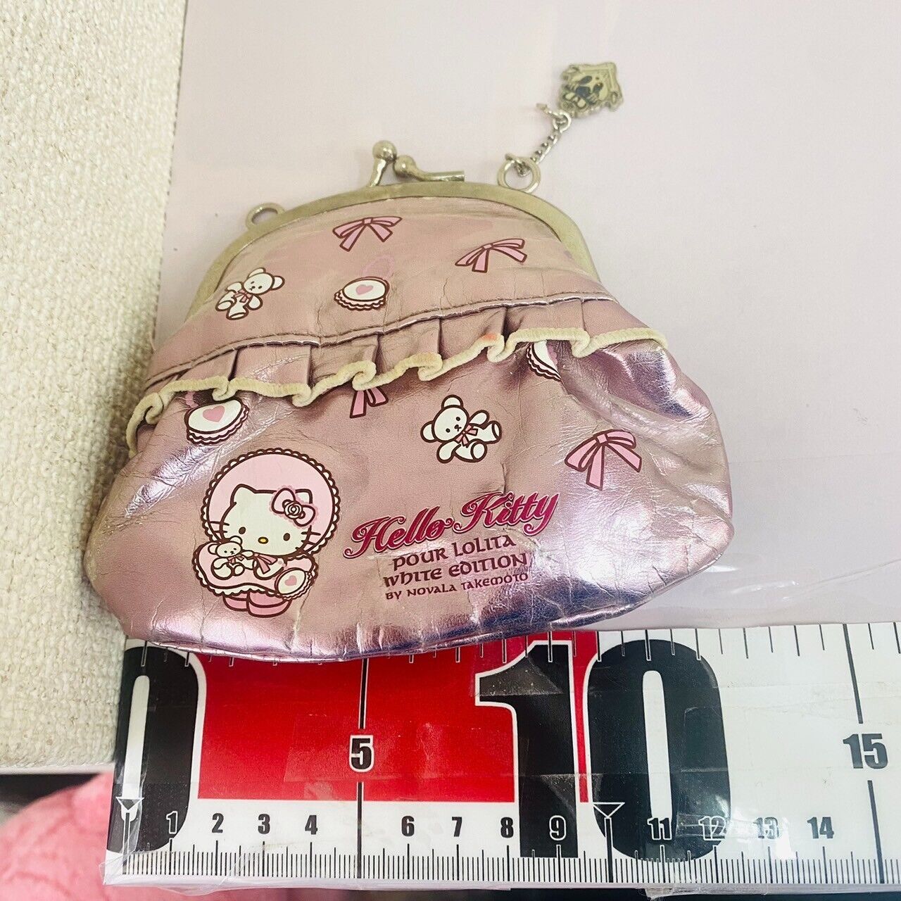 Sanrio Hello Kitty Nobara Takemoto Collaboration Pouch Wallet Lolita Pink Ribbon