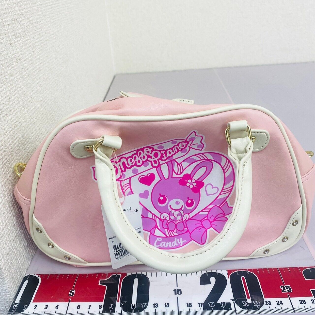 Mezzo Piano Boston School Bag Pink Mimi Rabbit White Candy Heart Ribbon Kawaii