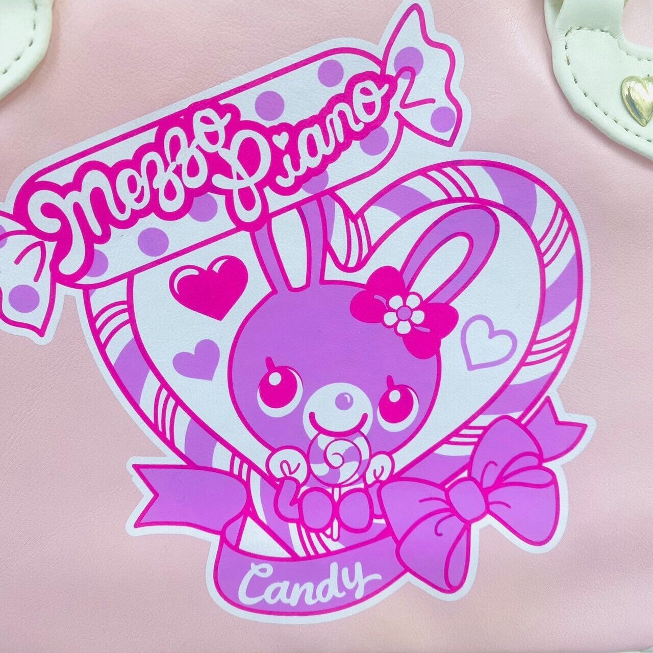 Mezzo Piano Boston School Bag Pink Mimi Rabbit White Candy Heart Ribbon Kawaii