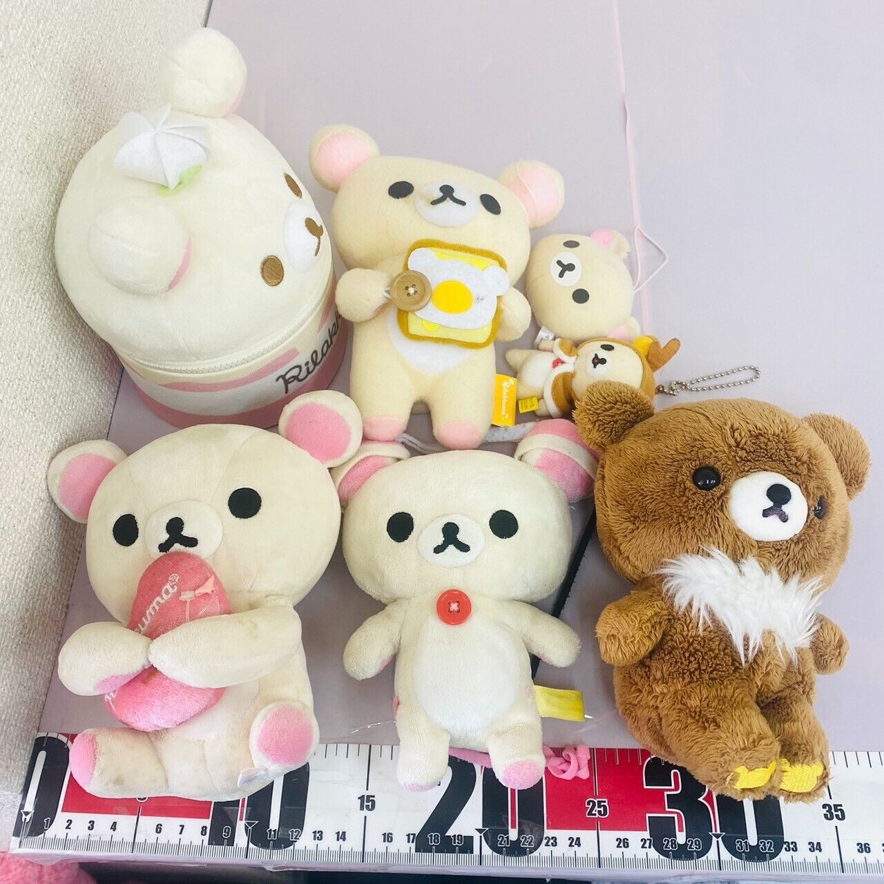 San-x Korilakkuma Chairoikoguma Plush Set Soft Stuffed Toy Fluffy White Brown