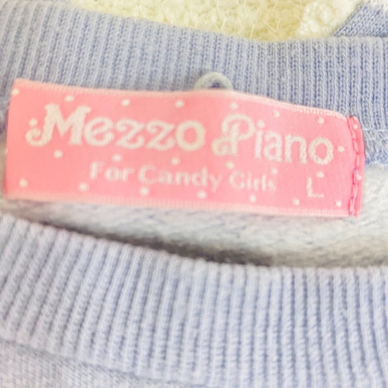 Mezzo Piano Long Sleeve Jumper 160 L Size Pale Light Blue Sweatshirt Dot Kawaii