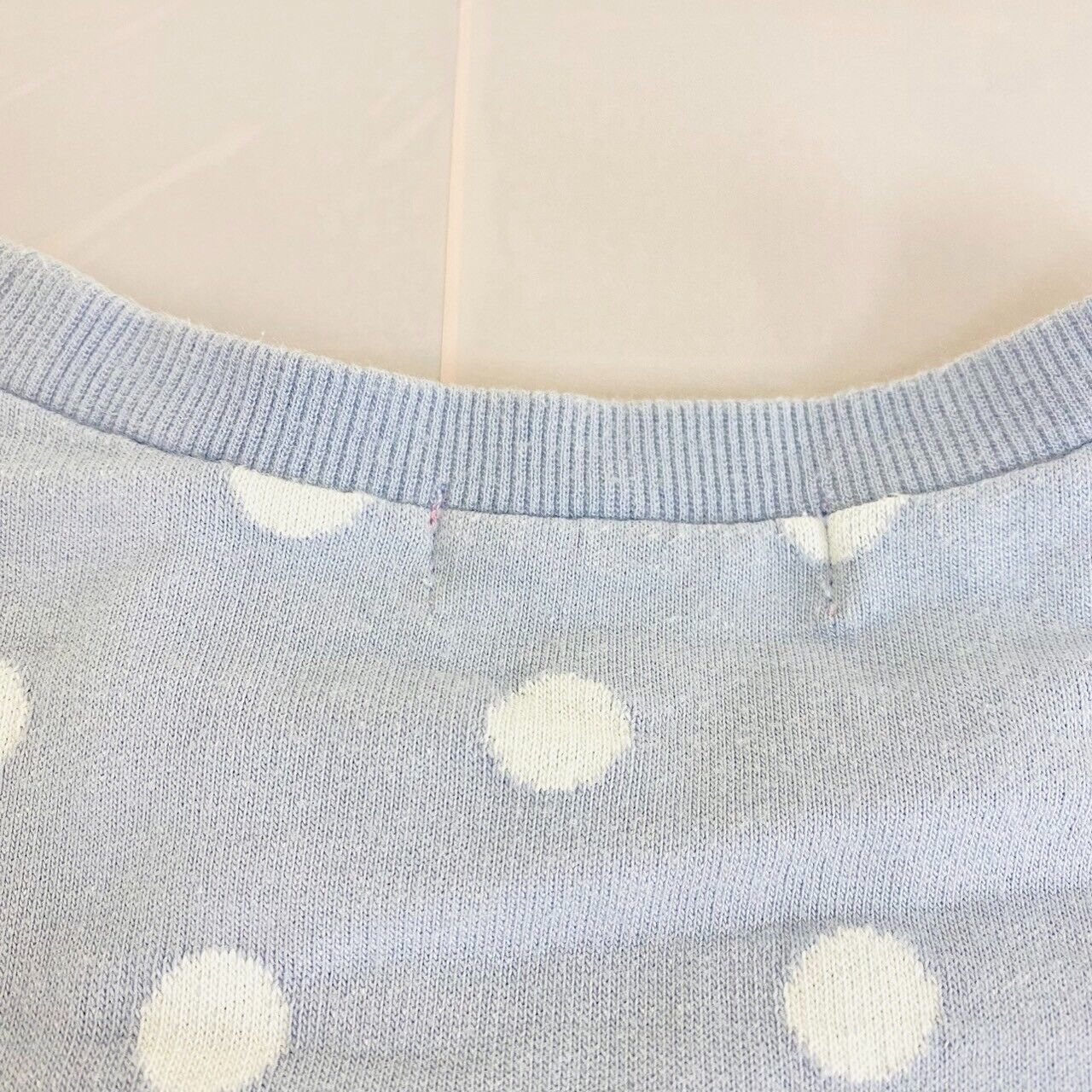 Mezzo Piano Long Sleeve Jumper 160 L Size Pale Light Blue Sweatshirt Dot Kawaii