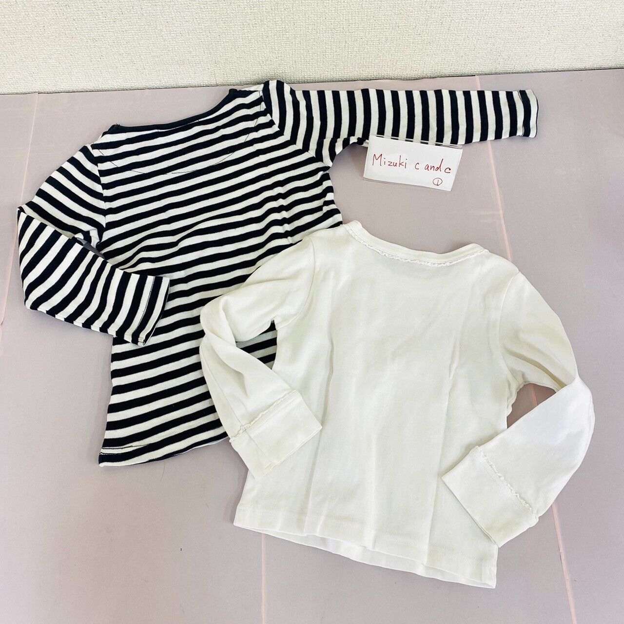 Mezzo Piano T-shirt 110 Size 2 Set Long Sleeve Strawberry Striped White Black