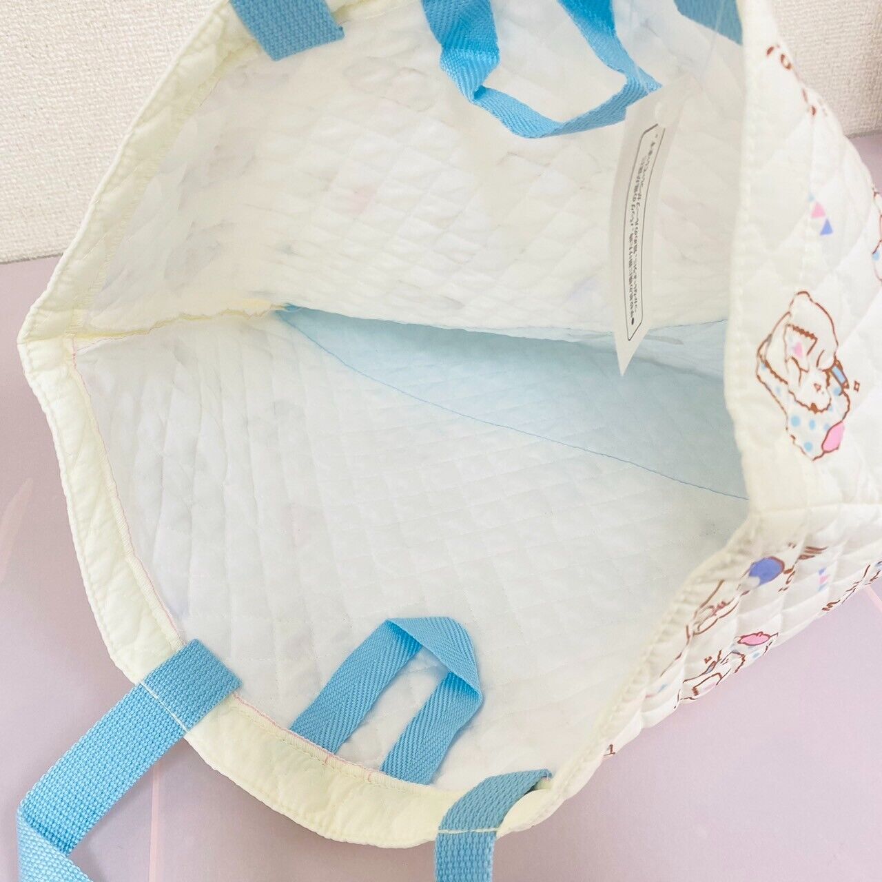 Sanrio Marumofu Biyori Tote Bag Handbag Lesson Mop White Bear Blue Stripe Kawaii