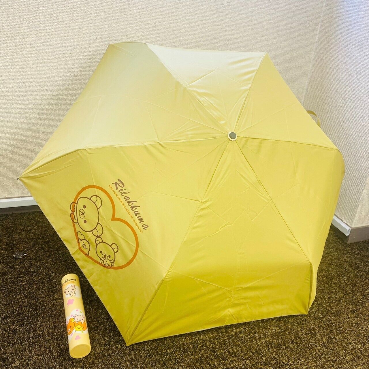 San-x Rilakkuma Folding Compact Umbrella For Both Sun And Rain Egg Color Kawaii