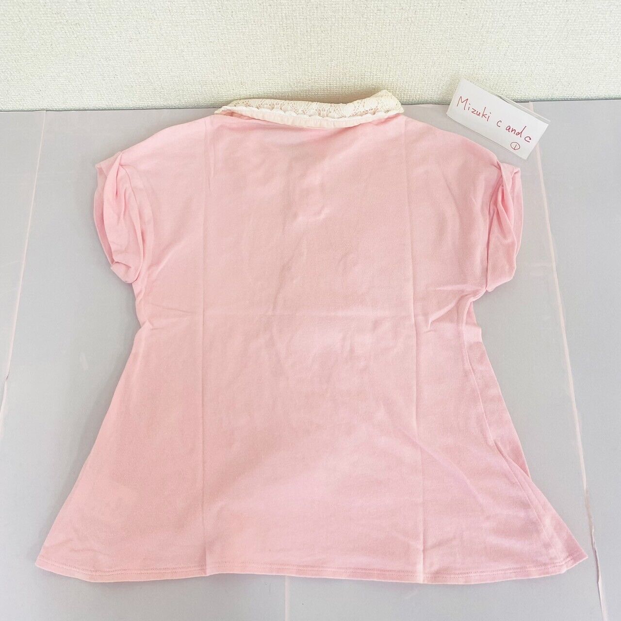 Mezzo Piano T-shirt 140 Size Pink Lace Ribbon Bijou Bare pearl Kawaii Rare