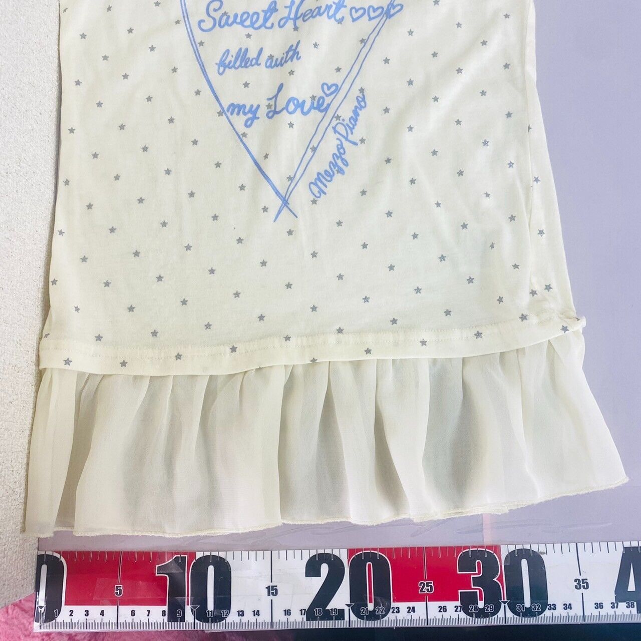 Mezzo Piano T-shirt Tops 150 Size Beige Frill Ribbon Heart Star Sleeveles Kawaii