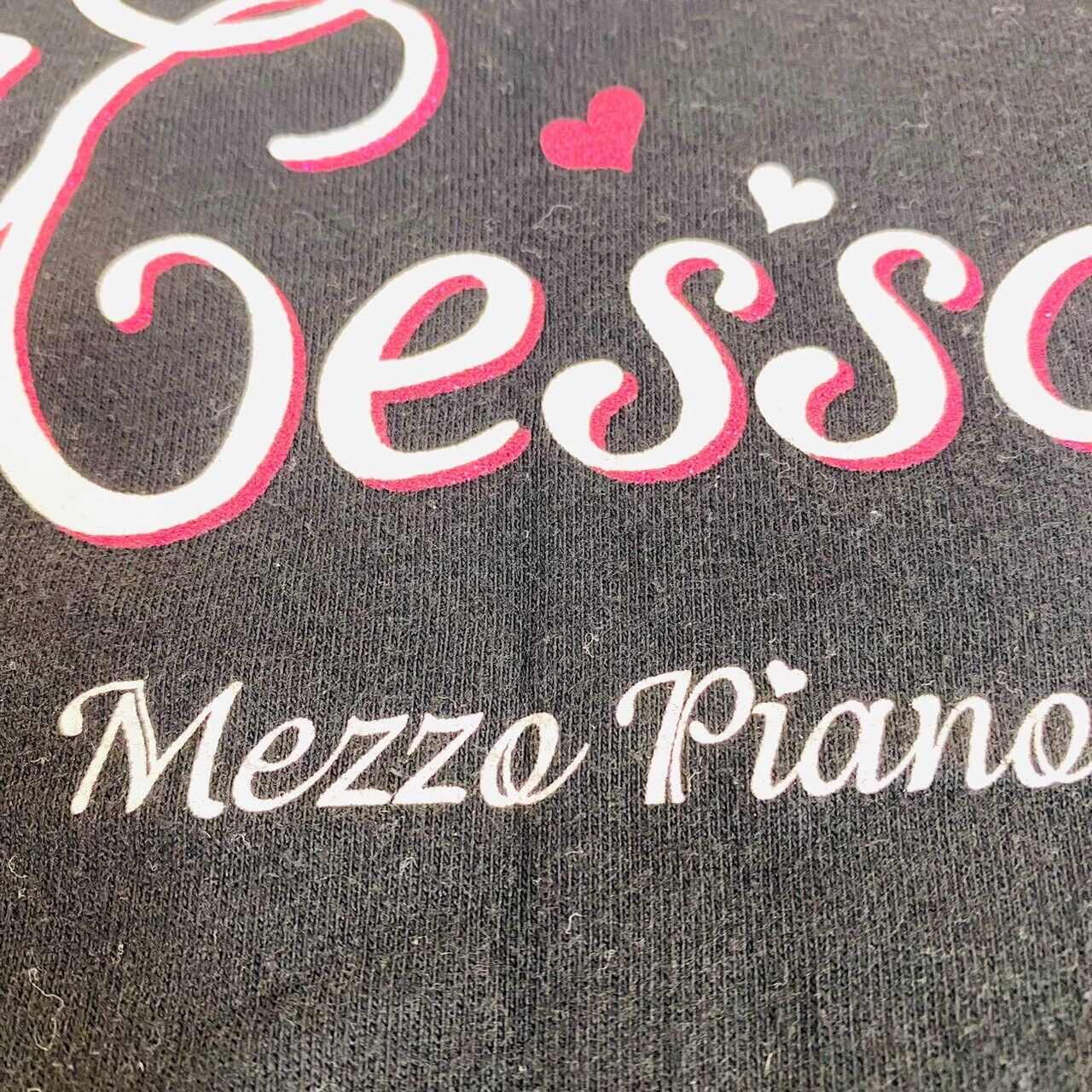 Mezzo Piano T-shirt Tops 150cm Black Short Sleeve Ballet Shoes Ribbon Heart Rare