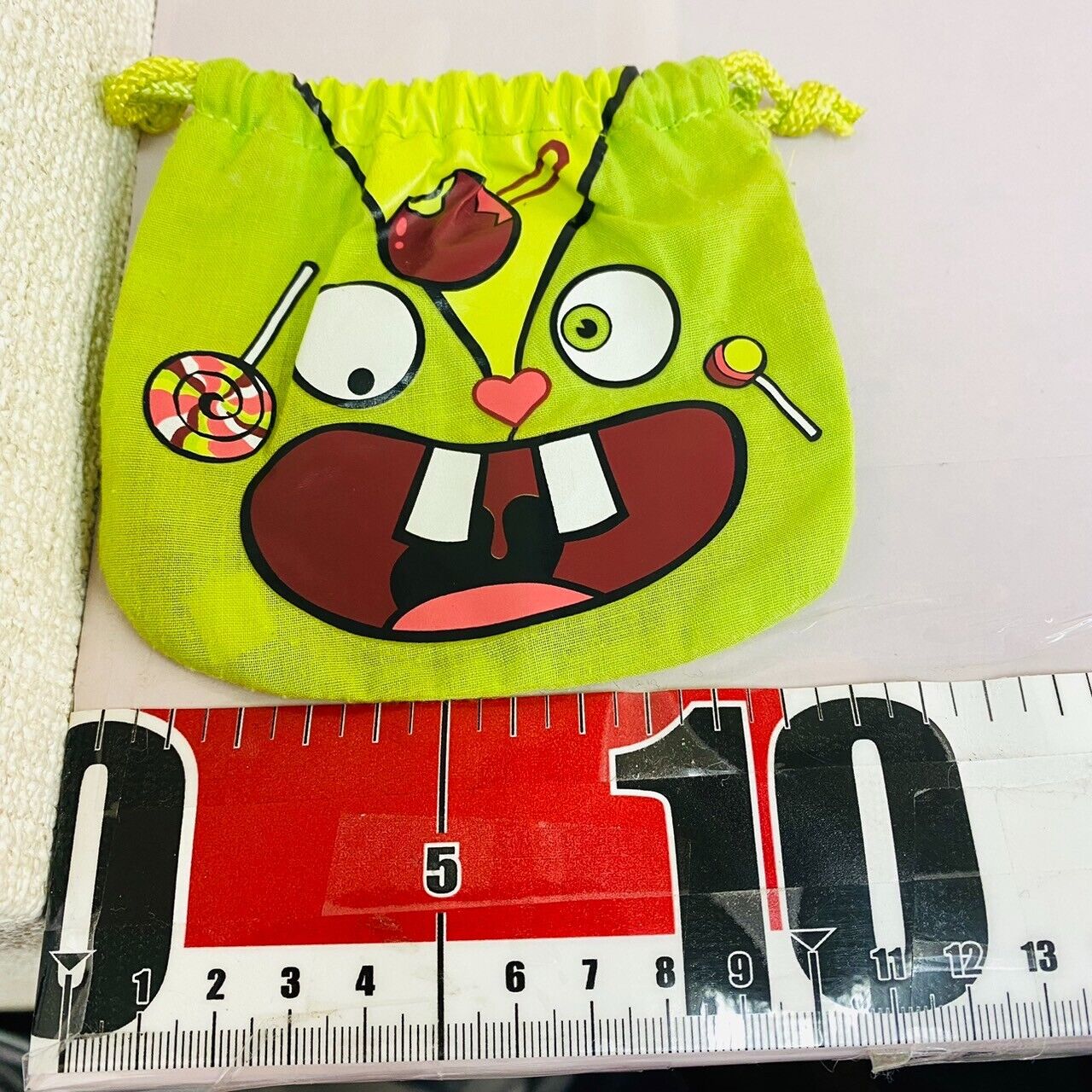 Happy Tree Friends Nutty Drawstring Bag Pouch Purse Green Face Candy Kawaii Rare