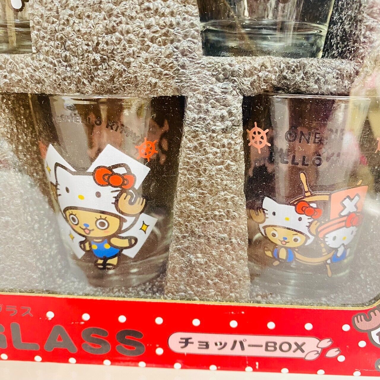 Sanrio Hello Kitty One Piece Collaboration Mini Glass Set Tony Tony Chopper Cat