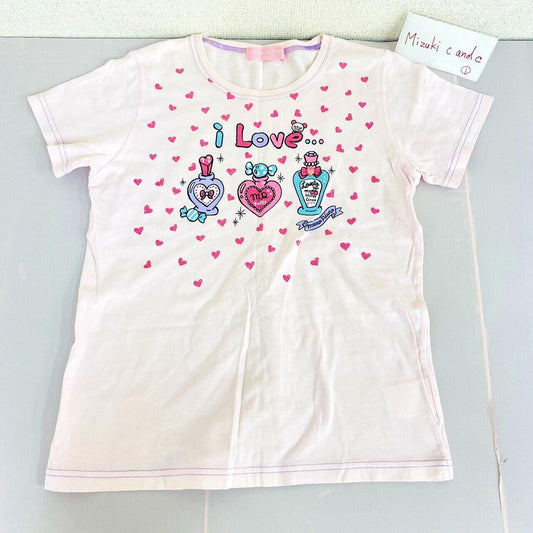 Mezzo Piano T-shirt Tops 150cm Pink Short Sleeve Perfume Heart Fragrance Kawaii