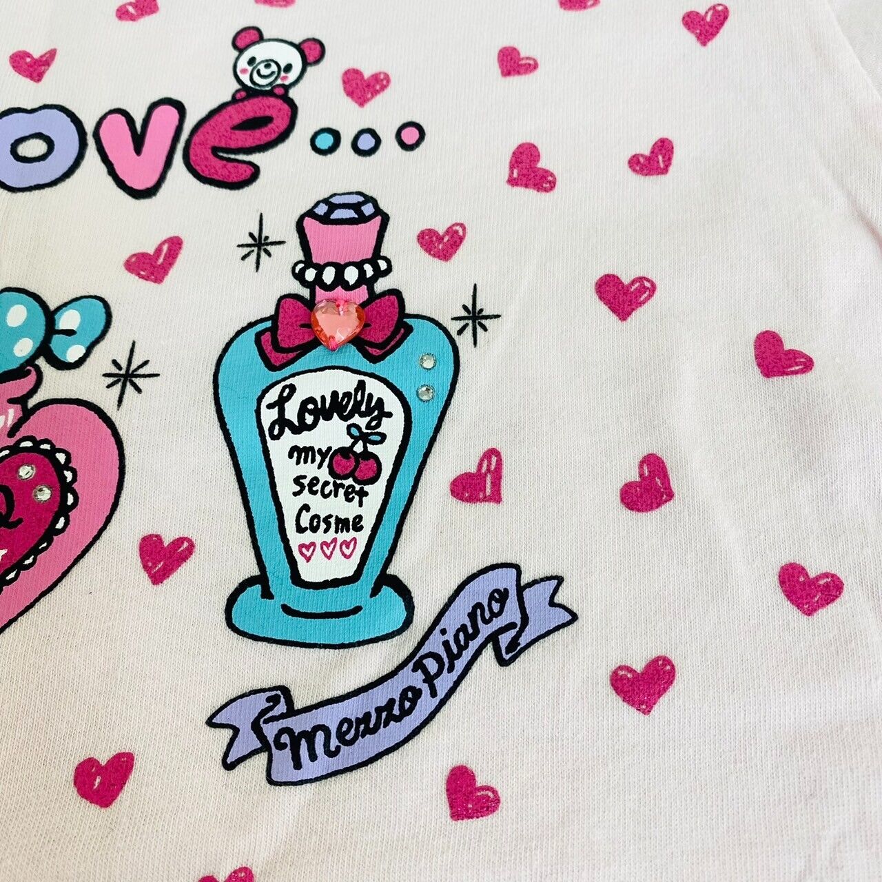 Mezzo Piano T-shirt Tops 150cm Pink Short Sleeve Perfume Heart Fragrance Kawaii