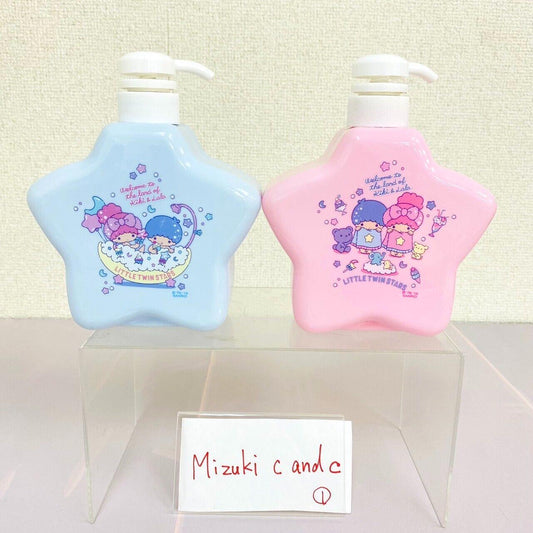 Sanrio Little Twin Stars Pump Bottle Set 2 Pink Blue Kiki&Lala Shampoo Star Bath