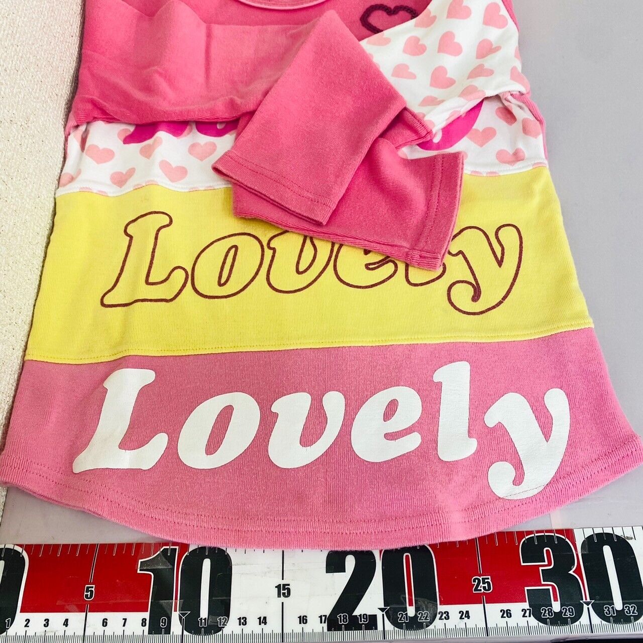 Mezzo Piano Tops T-shirt 140cm Heart Pink Yellow Lovely Long Sleeve Kawaii Rare