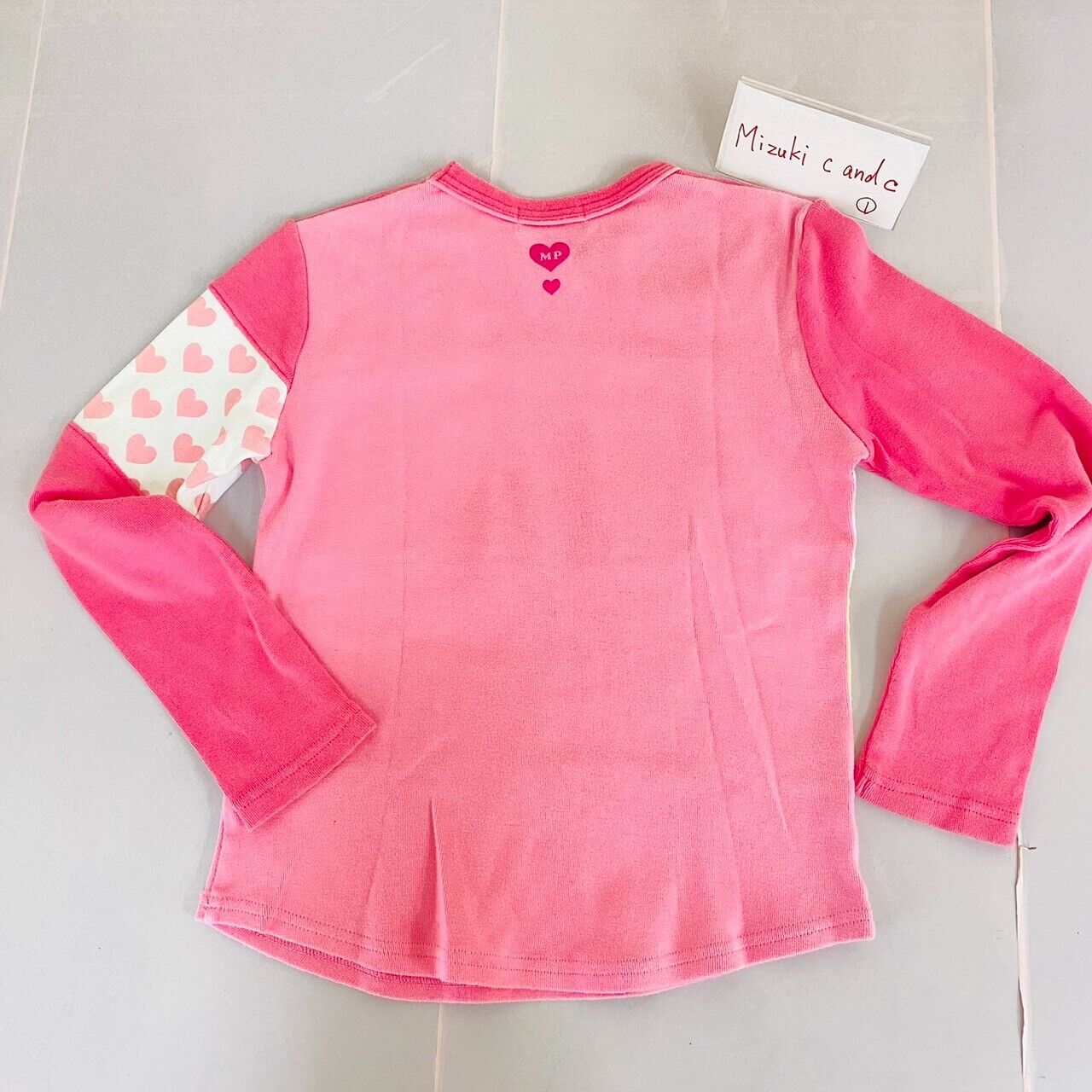 Mezzo Piano Tops T-shirt 140cm Heart Pink Yellow Lovely Long Sleeve Kawaii Rare