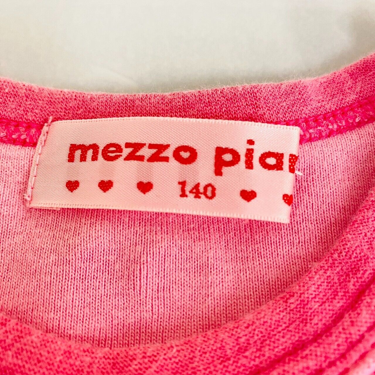 Mezzo Piano Tops T-shirt 140cm Heart Pink Yellow Lovely Long Sleeve Kawaii Rare