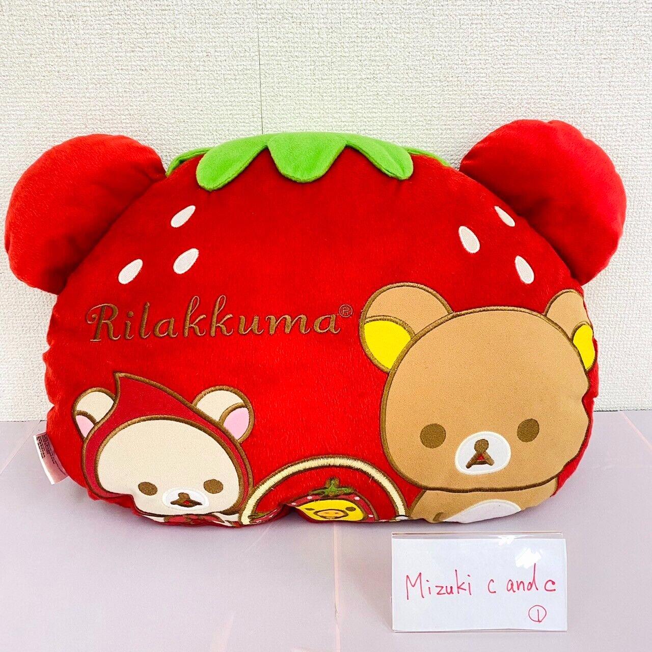 San-X Rilakkuma Korilakkuma Kiiroitori Plush Cushion Strawberry Bear Red Fluffy