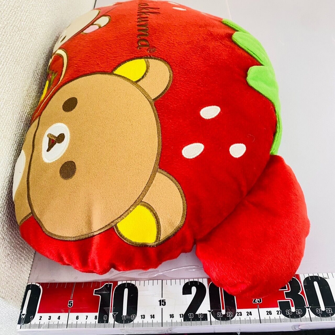 San-X Rilakkuma Korilakkuma Kiiroitori Plush Cushion Strawberry Bear Red Fluffy