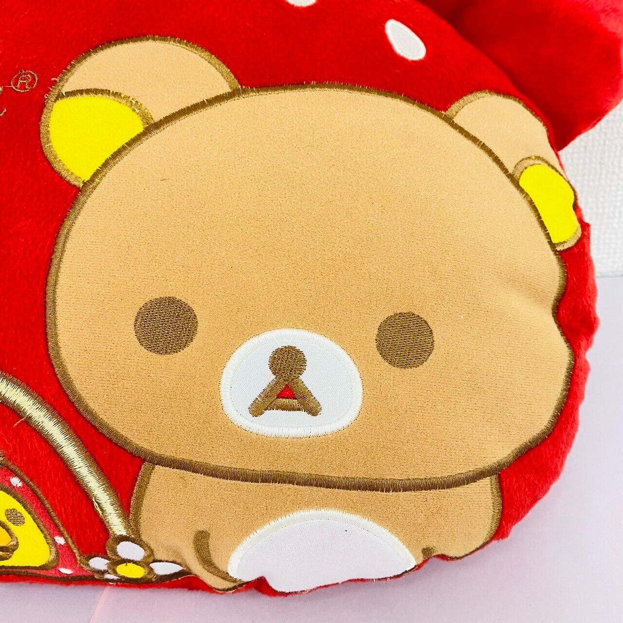 San-X Rilakkuma Korilakkuma Kiiroitori Plush Cushion Strawberry Bear Red Fluffy