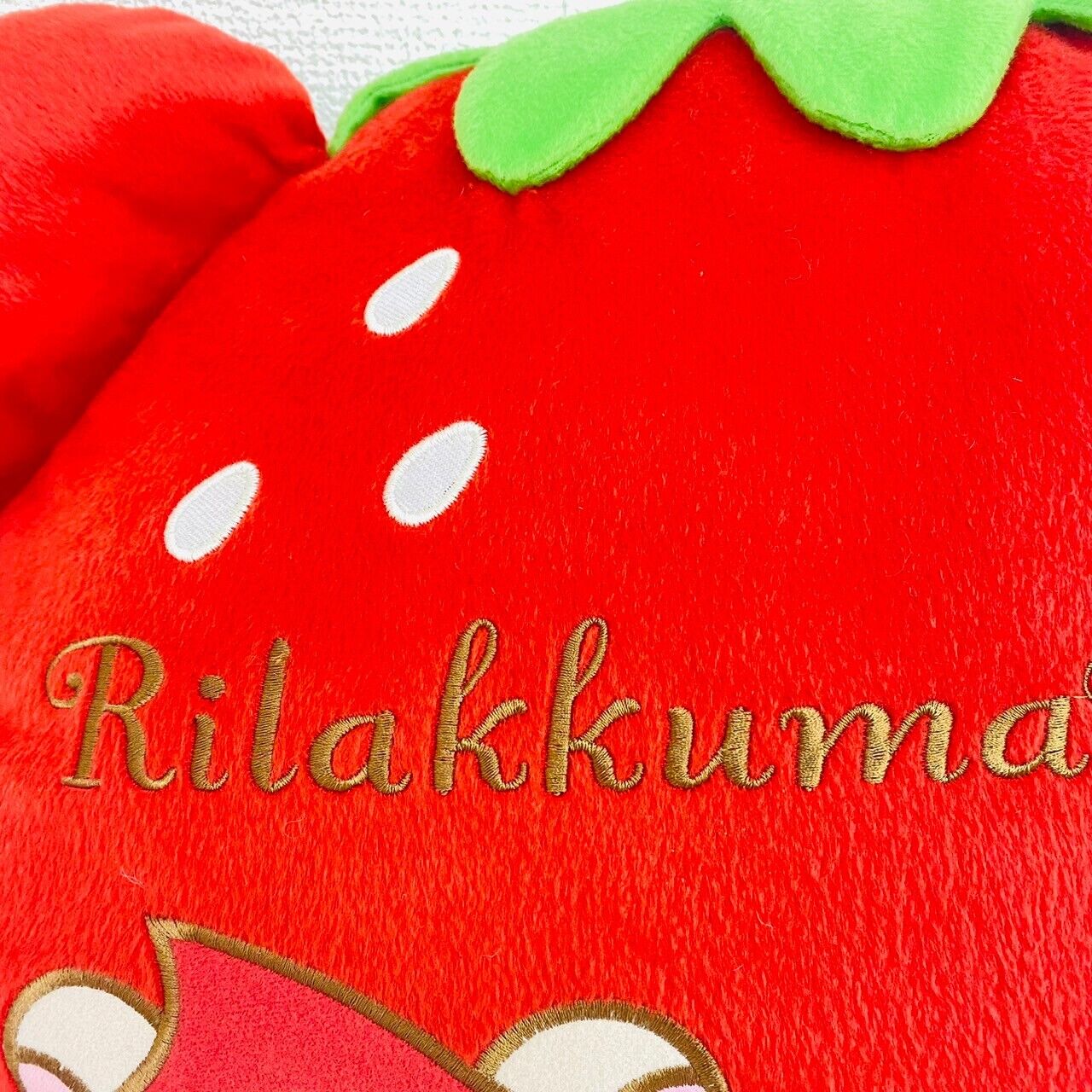 San-X Rilakkuma Korilakkuma Kiiroitori Plush Cushion Strawberry Bear Red Fluffy