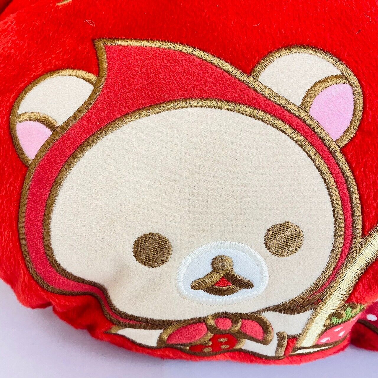 San-X Rilakkuma Korilakkuma Kiiroitori Plush Cushion Strawberry Bear Red Fluffy