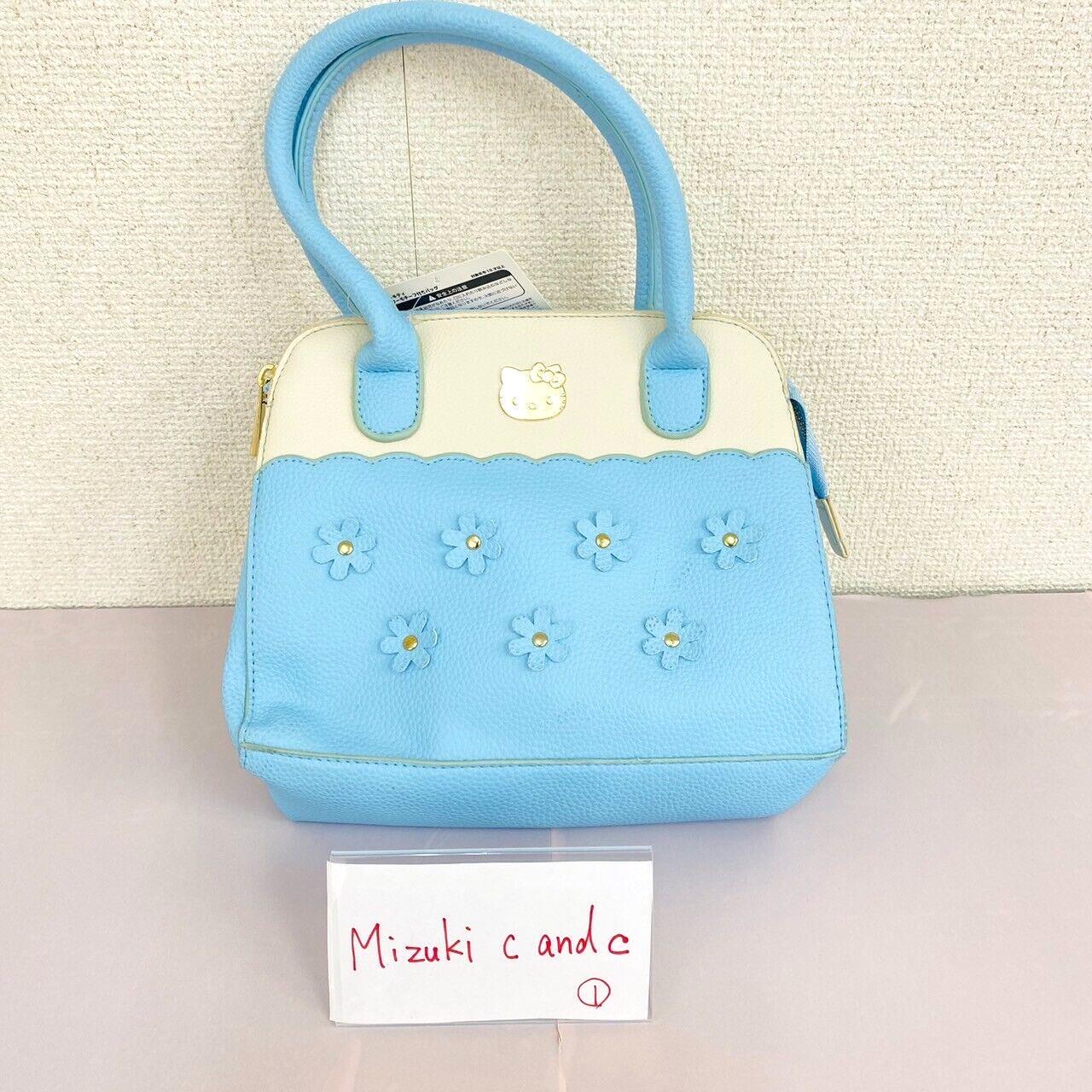 Sanrio Hello Kitty Handbag Bag Light Blue White Flower Cat Tag Kawaii Character