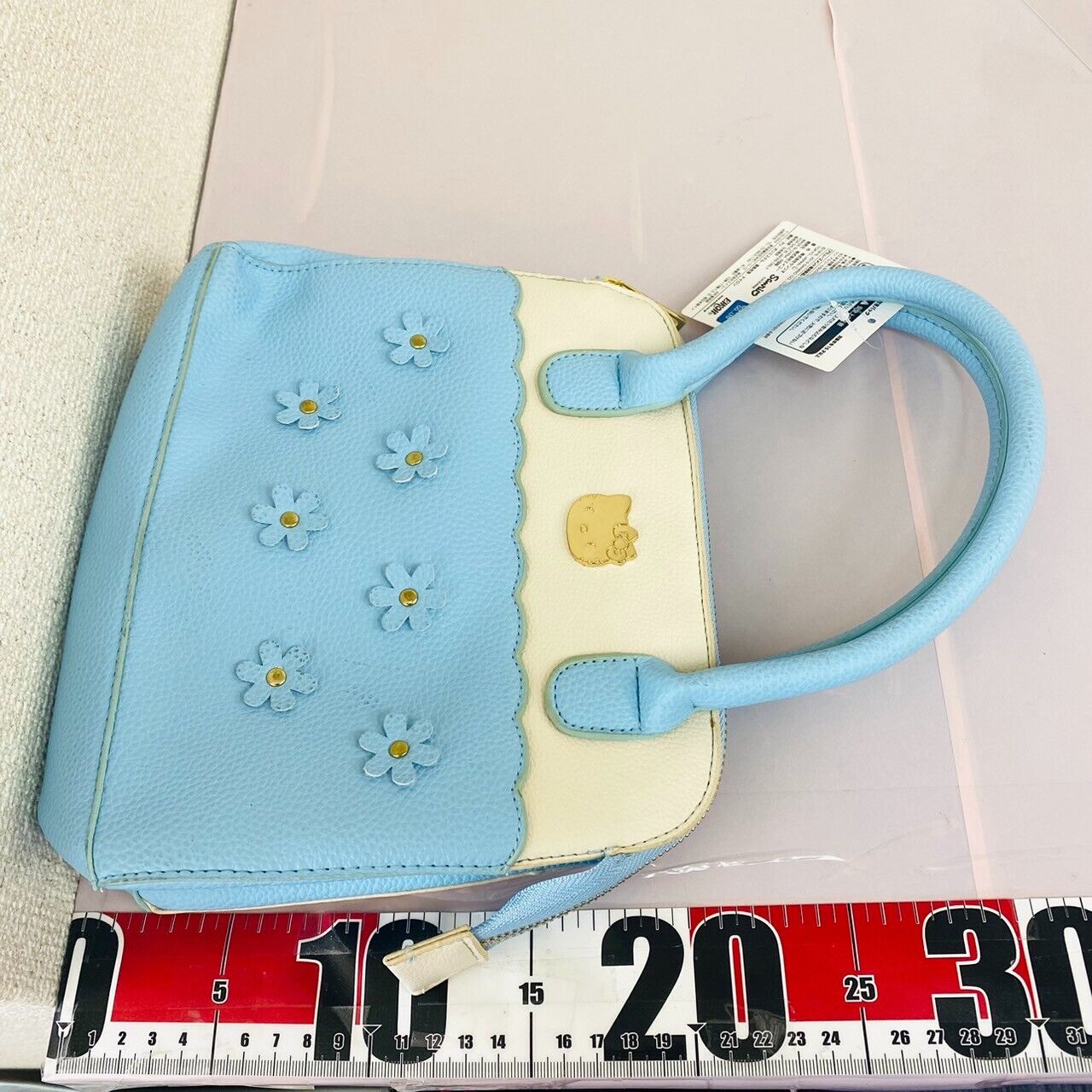 Sanrio Hello Kitty Handbag Bag Light Blue White Flower Cat Tag Kawaii Character