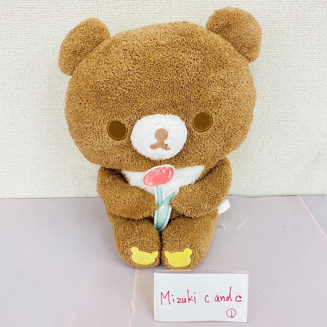 San-X Rilakkuma Chairoikoguma Friends Plush Soft Stuffed Toy Tulip Flower Brown