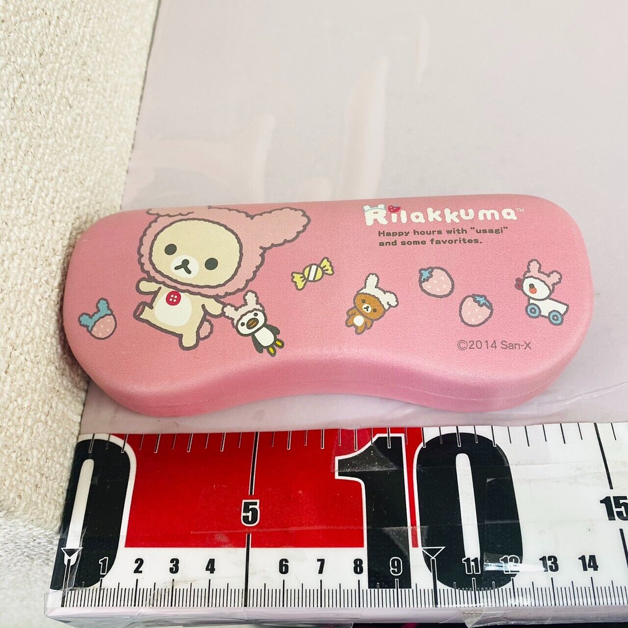 San-X Rilakkuma Korilakkuma Kids Glasses Case Pink Rabbit Costume Strawberry