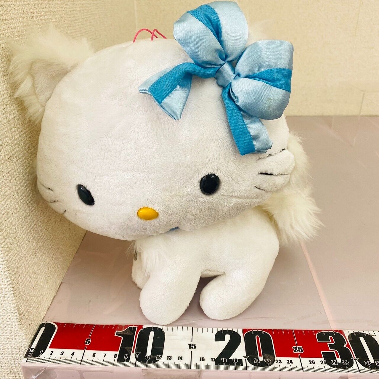 Sanrio Charmmy Charmy Kitty Plush Soft Stuffed Toy White Cat Blue Ribbon Big