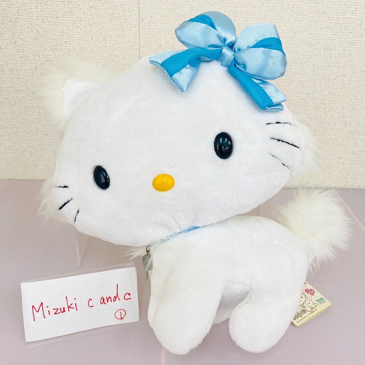 Sanrio Charmmy Charmy Kitty Plush Soft Stuffed Toy White Cat Blue Ribbon Big