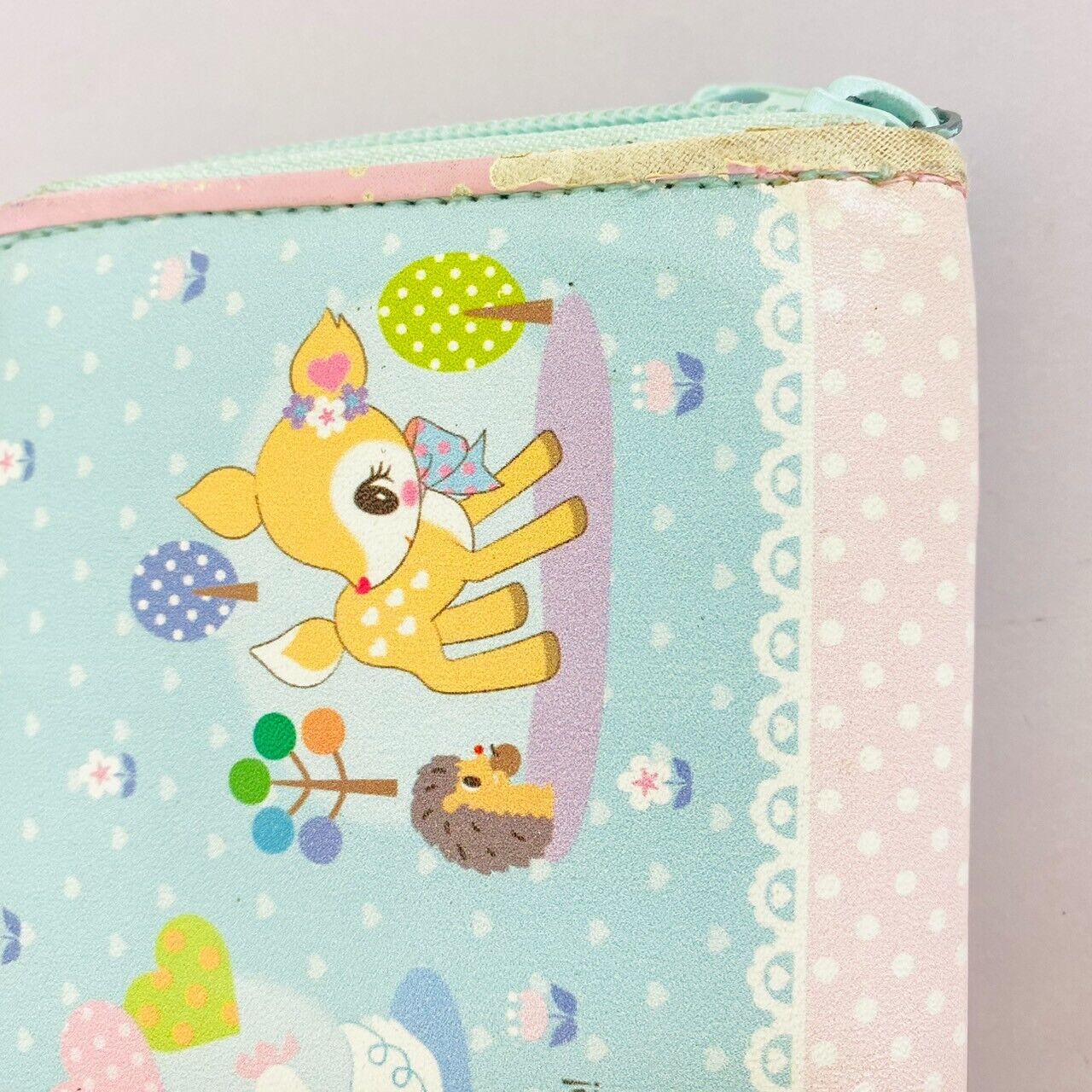 Sanrio Humming Mint Long Wallet Purse Coin Case Deer Fawn Ribbon Blue Dot Kawaii