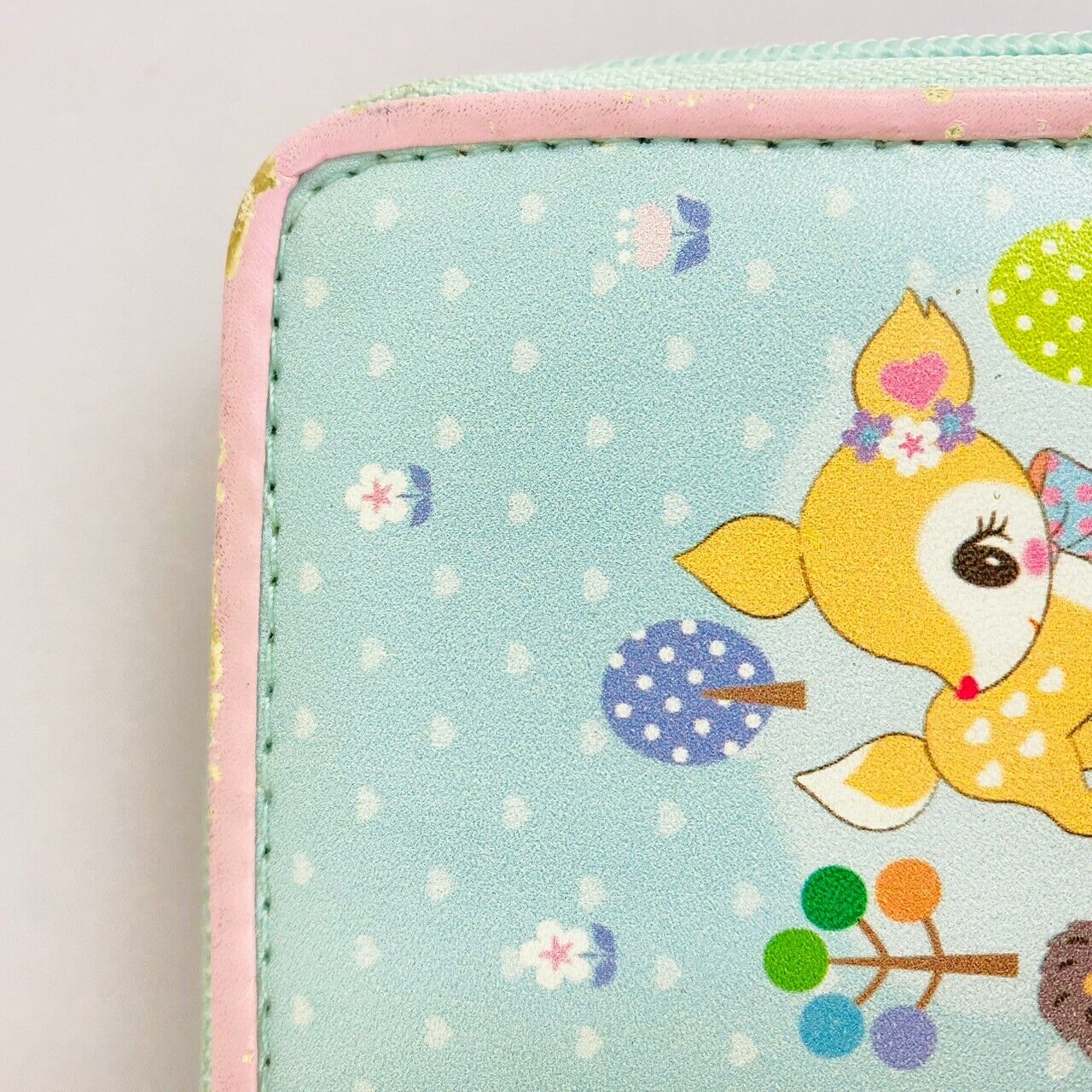 Sanrio Humming Mint Long Wallet Purse Coin Case Deer Fawn Ribbon Blue Dot Kawaii