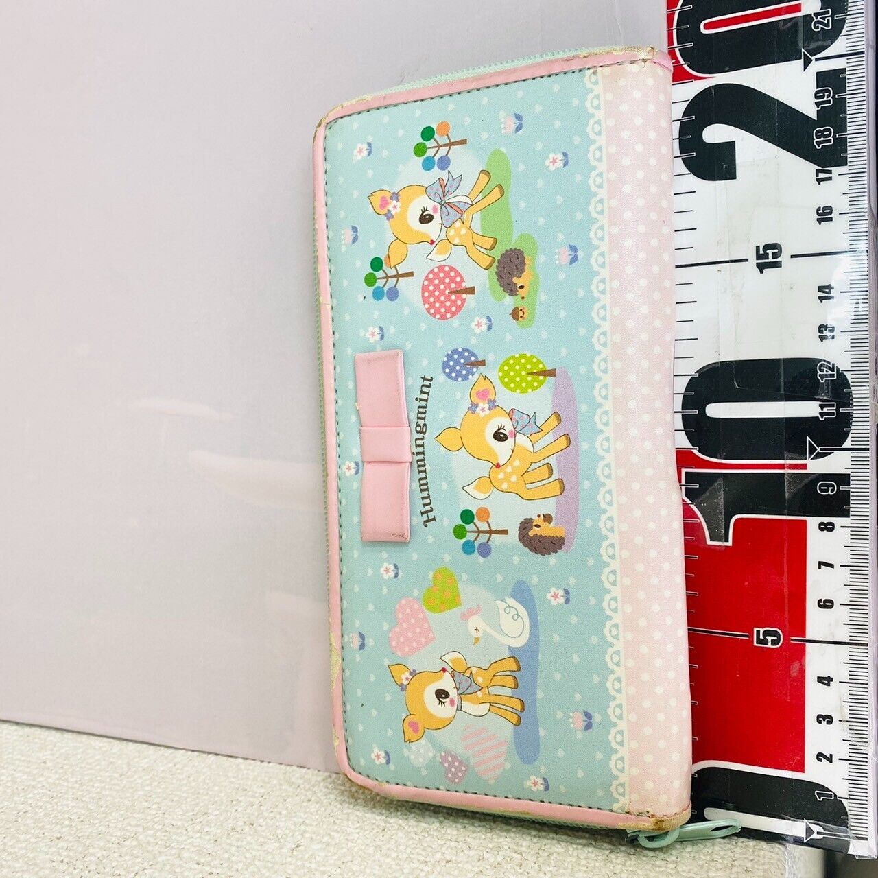 Sanrio Humming Mint Long Wallet Purse Coin Case Deer Fawn Ribbon Blue Dot Kawaii