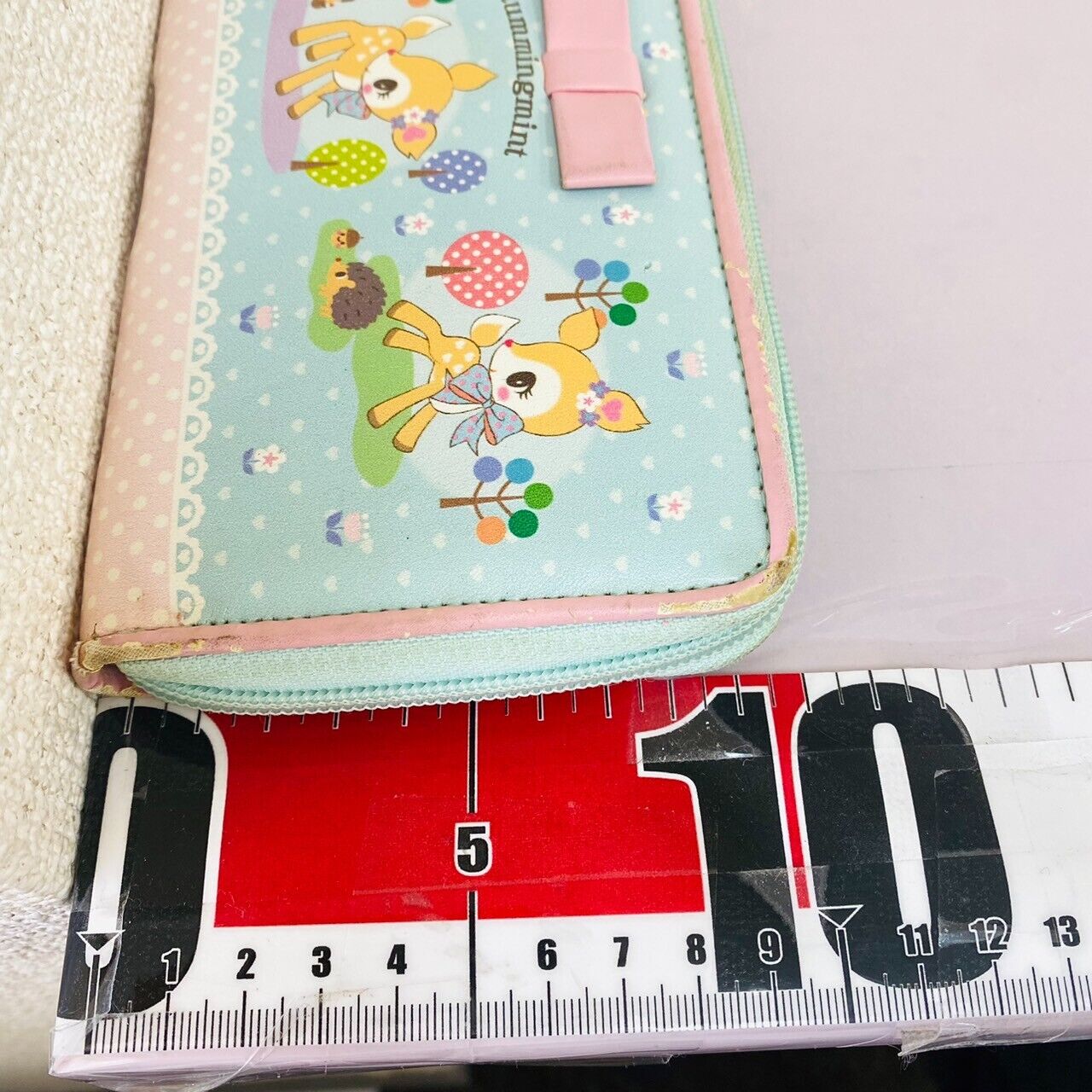 Sanrio Humming Mint Long Wallet Purse Coin Case Deer Fawn Ribbon Blue Dot Kawaii