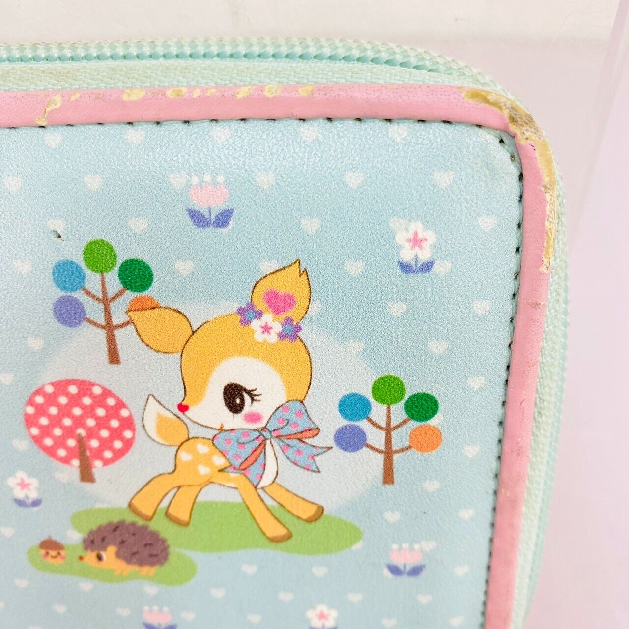 Sanrio Humming Mint Long Wallet Purse Coin Case Deer Fawn Ribbon Blue Dot Kawaii