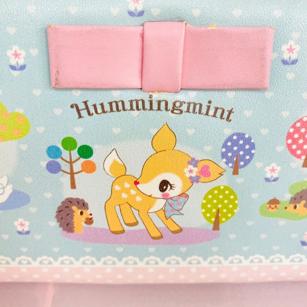 Sanrio Humming Mint Long Wallet Purse Coin Case Deer Fawn Ribbon Blue Dot Kawaii