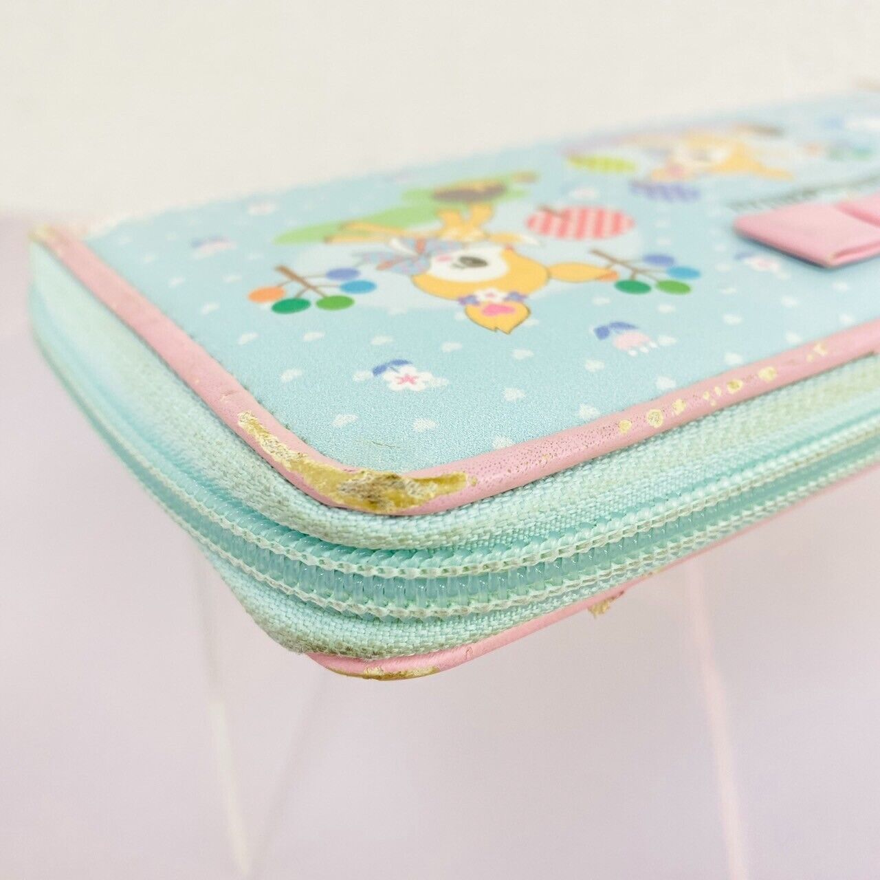 Sanrio Humming Mint Long Wallet Purse Coin Case Deer Fawn Ribbon Blue Dot Kawaii