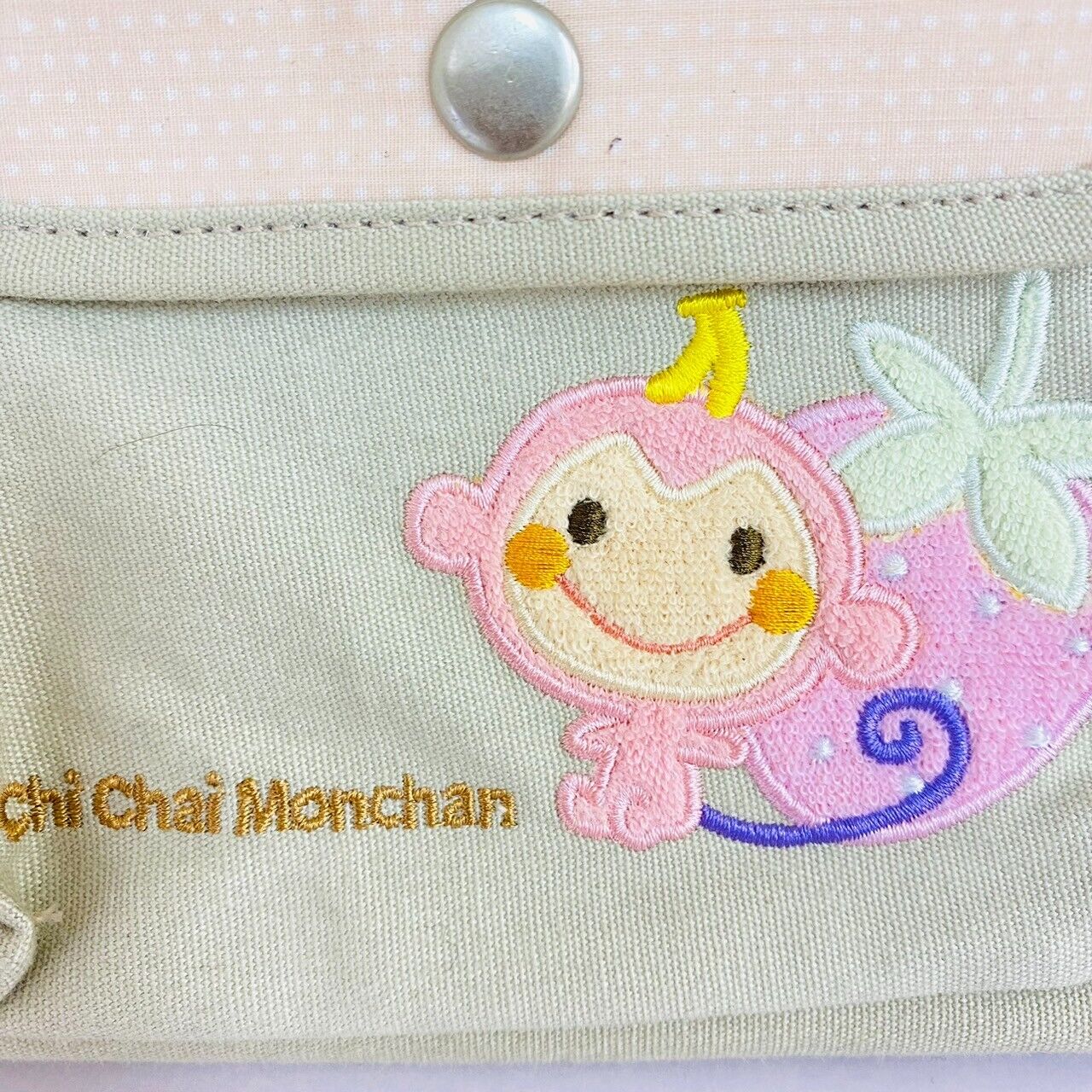 Sanrio Chi Chai Monchan Tote Bag Handbag Pink Monkey Strawberry Beige Simple