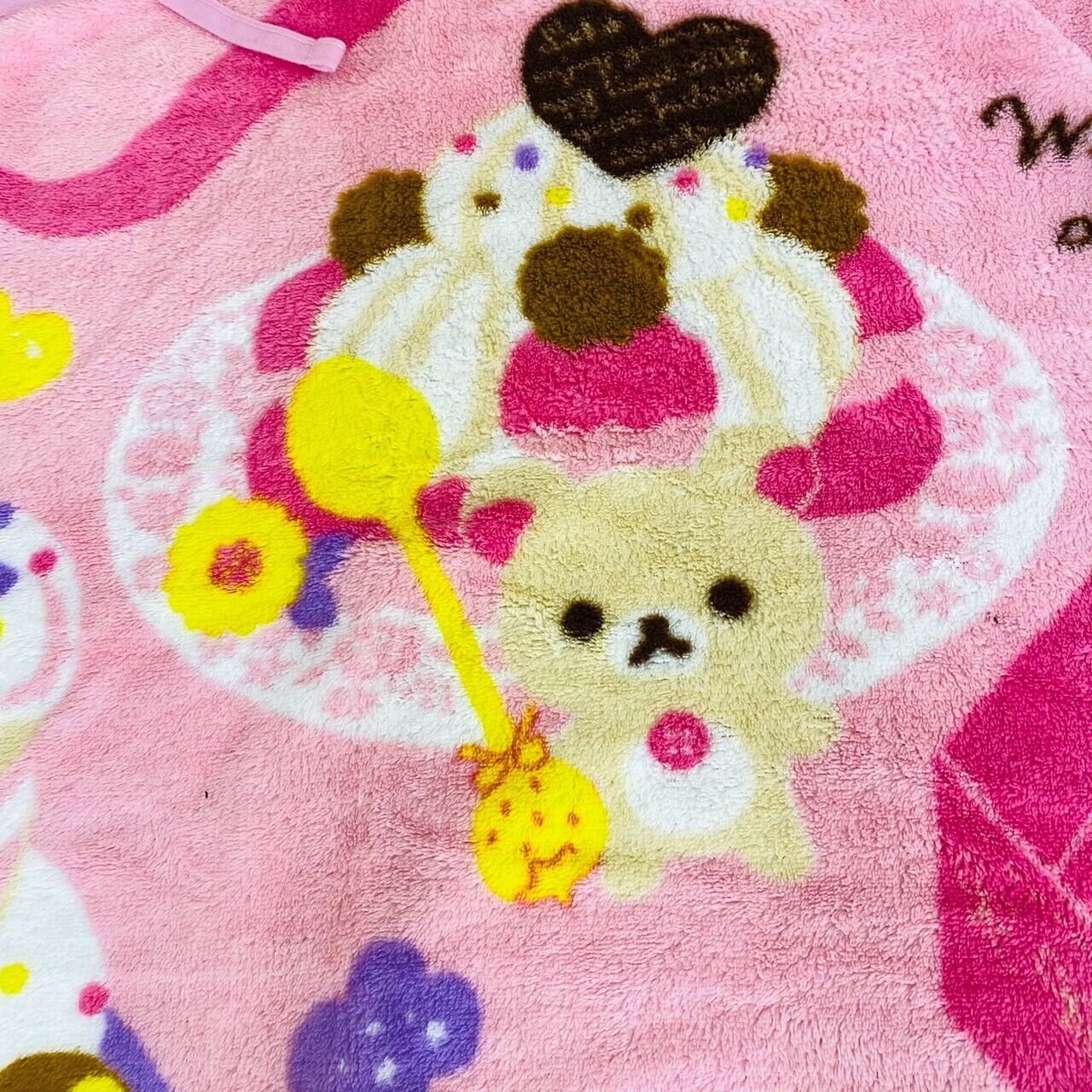 San-x Rilakkuma Korilakkuma Kiiroitori Blanket Pink String Cake Sweets Fluffy