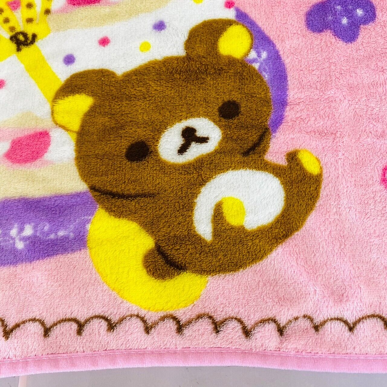 San-x Rilakkuma Korilakkuma Kiiroitori Blanket Pink String Cake Sweets Fluffy