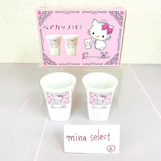 Sanrio Charmmy Charmy Kitty Pair Cup Mug White Cat Pink Flower Ceramic Rose Rare