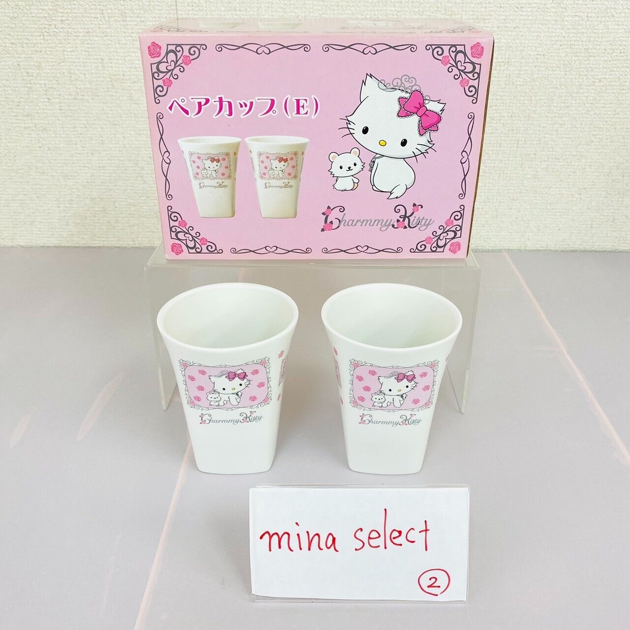 Sanrio Charmmy Charmy Kitty Pair Cup Mug White Cat Pink Flower Ceramic Rose Rare