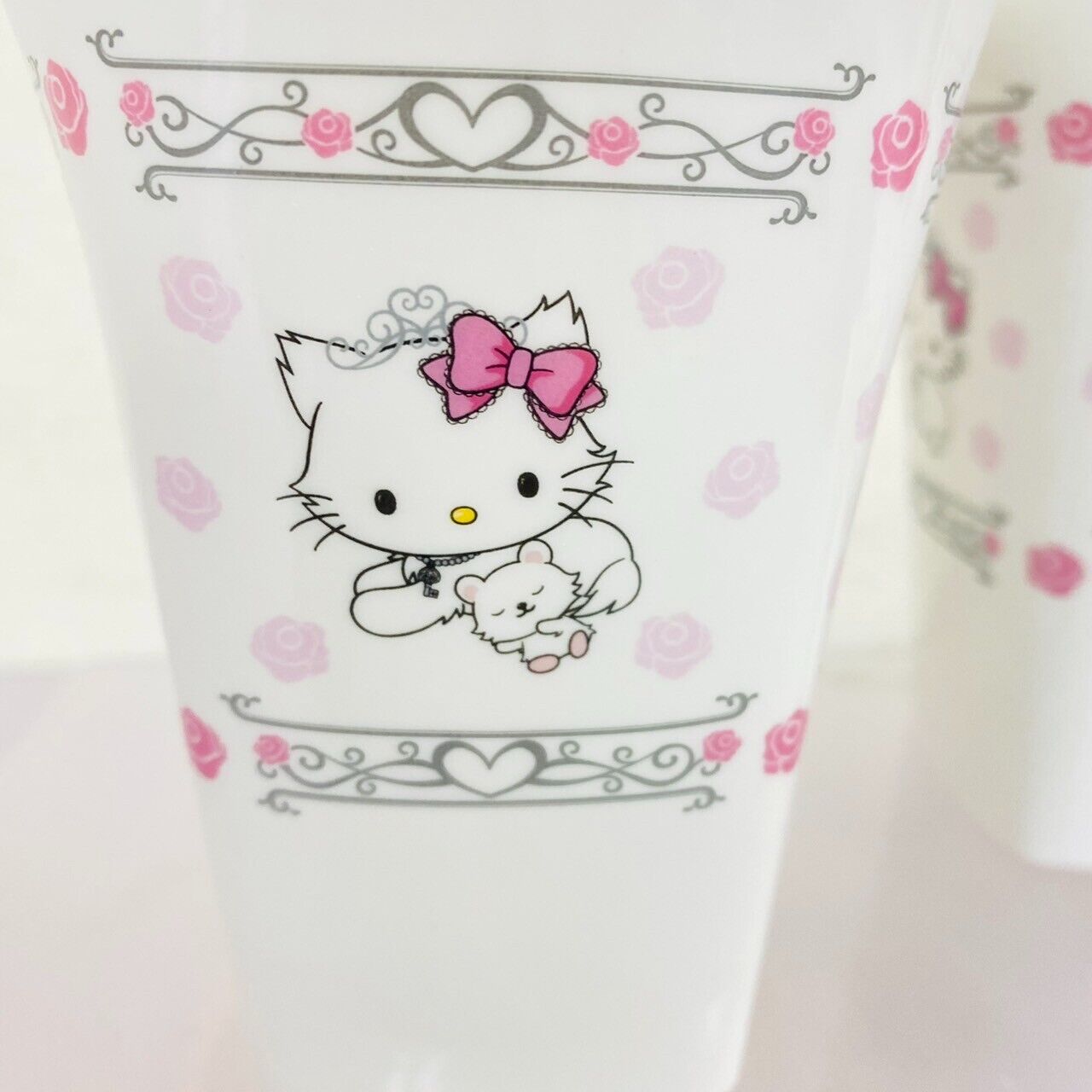 Sanrio Charmmy Charmy Kitty Pair Cup Mug White Cat Flower Ceramic Rose Kawaii