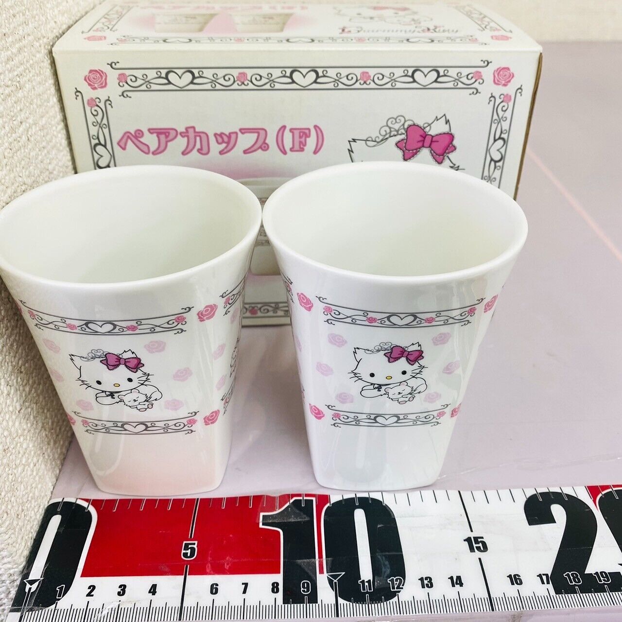 Sanrio Charmmy Charmy Kitty Pair Cup Mug White Cat Flower Ceramic Rose Kawaii